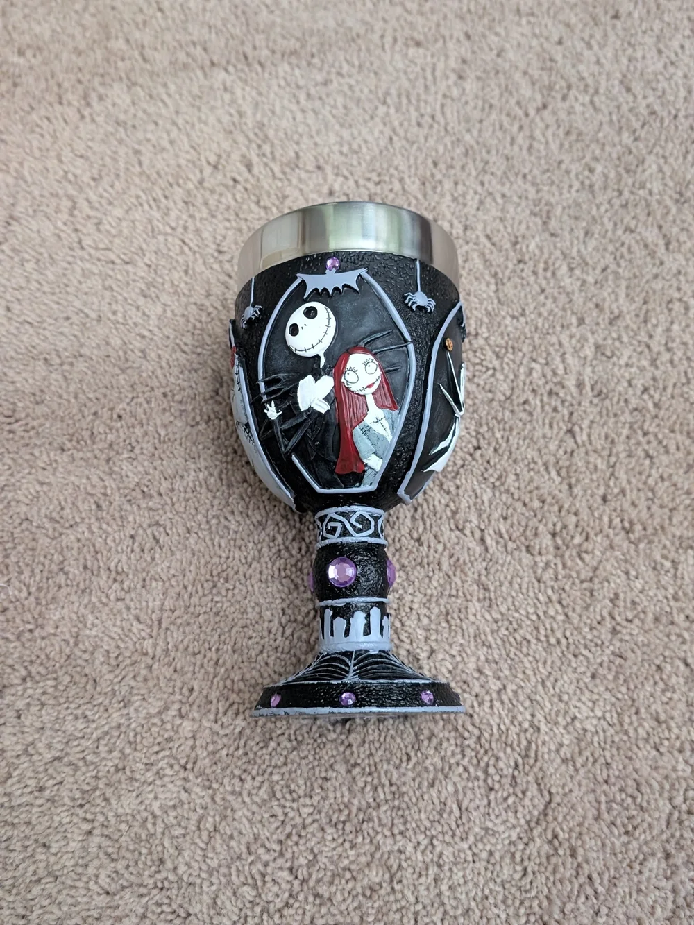 The Nightmare Before Christmas Jack & Sally Decorative Goblet - Black and Purple